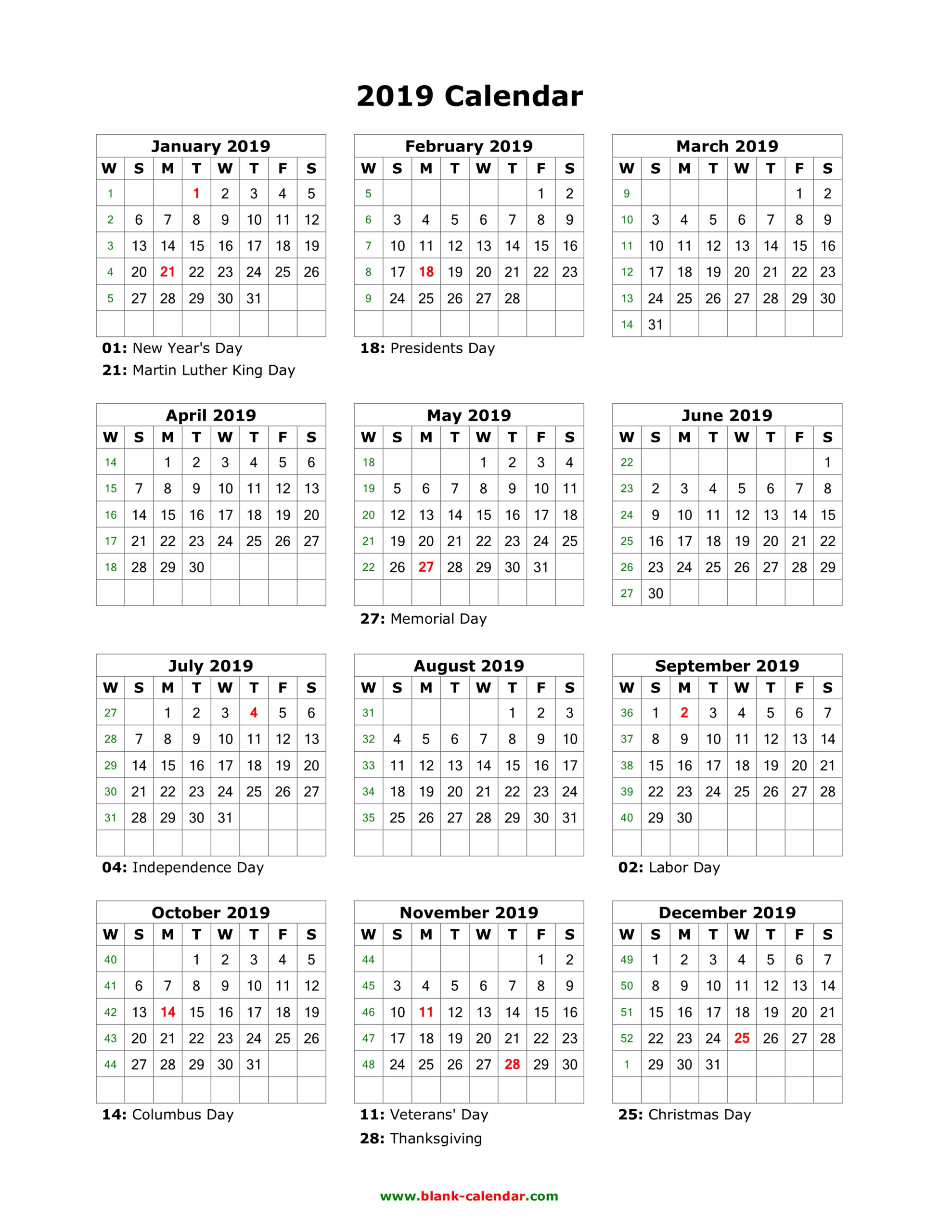12 Month Calendar Printable | Calendar Printable Free