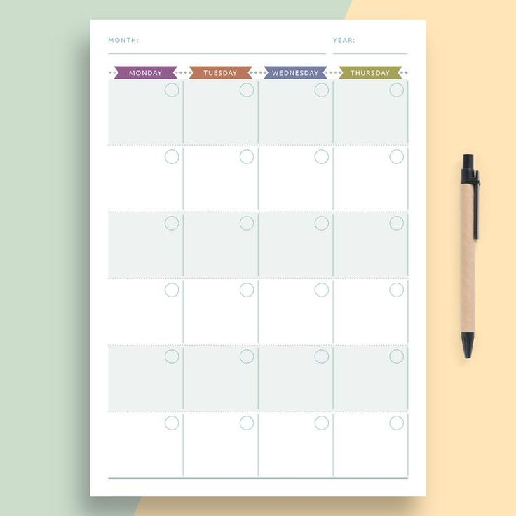 Undated Calendar Printable Free