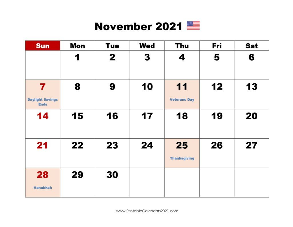 20+ November 2021 Calendar - Free Download Printable Calendar Templates ️