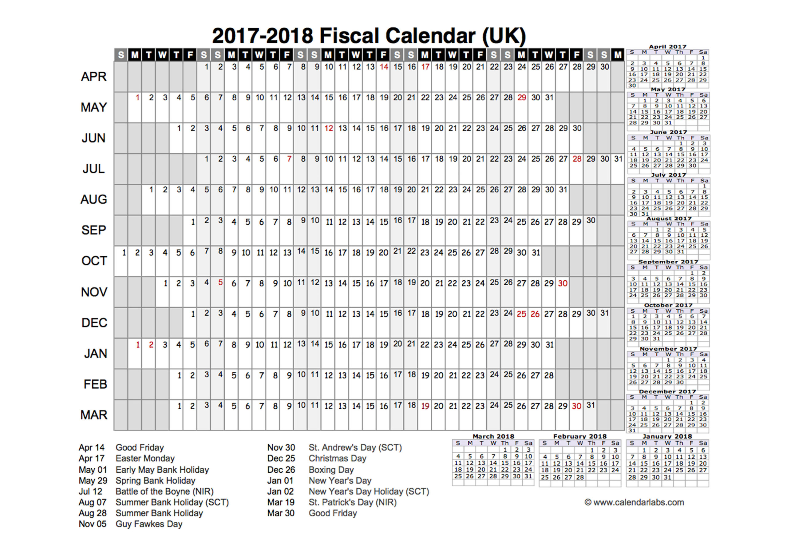 2017 Fiscal Year Calendar - Free Printable Templates