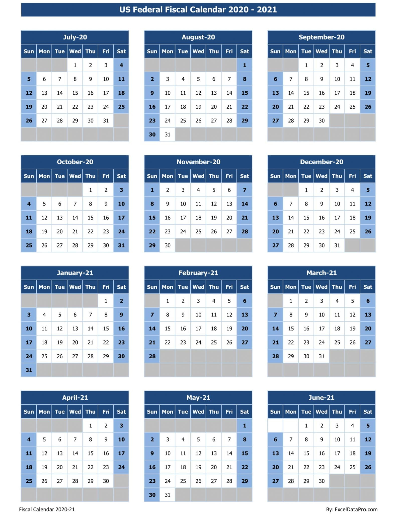 2020 2021 Fiscal Year Calendar | Printable Calendars 2021
