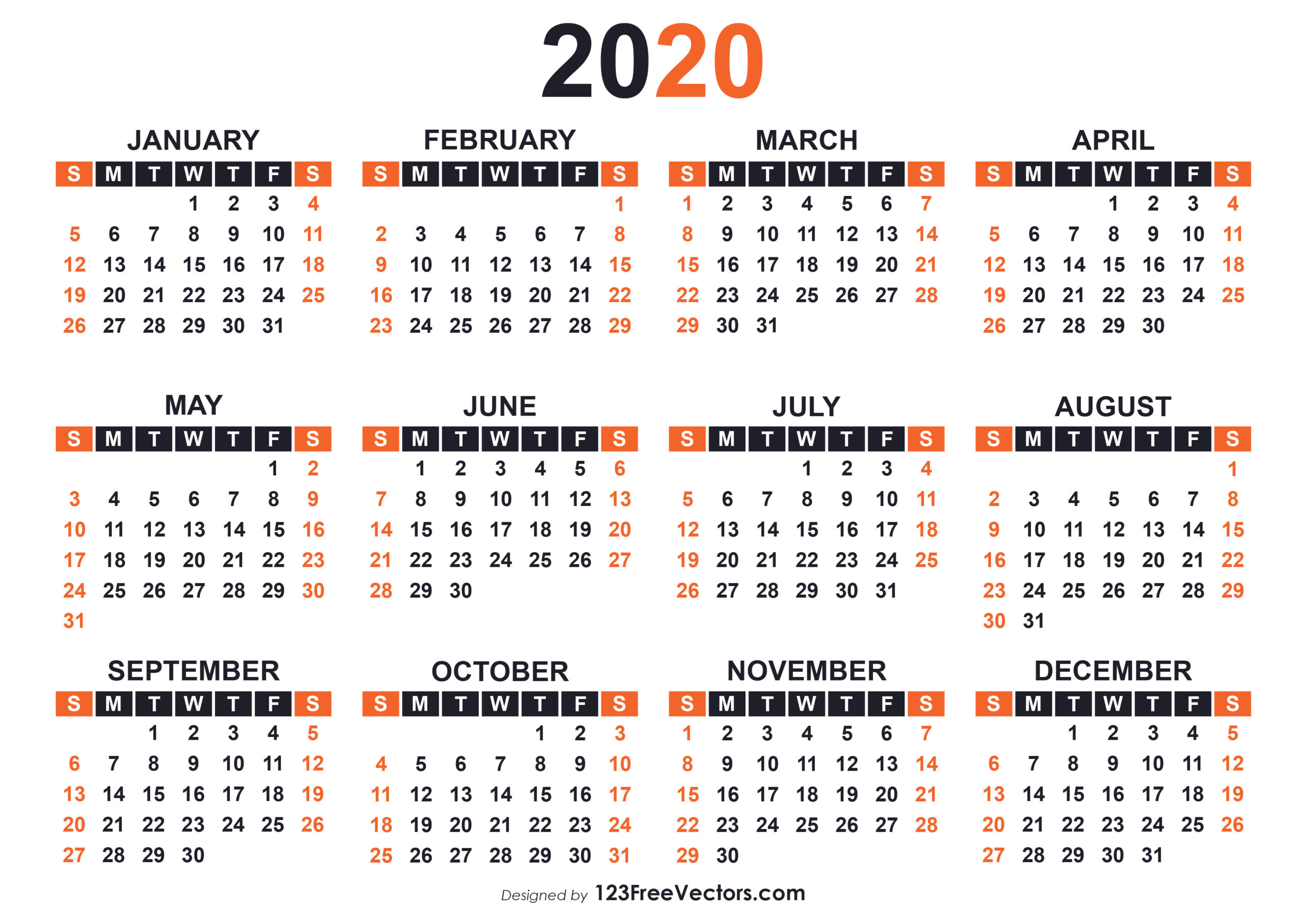 2020 Print Free Calendars Without Downloading | Calendar