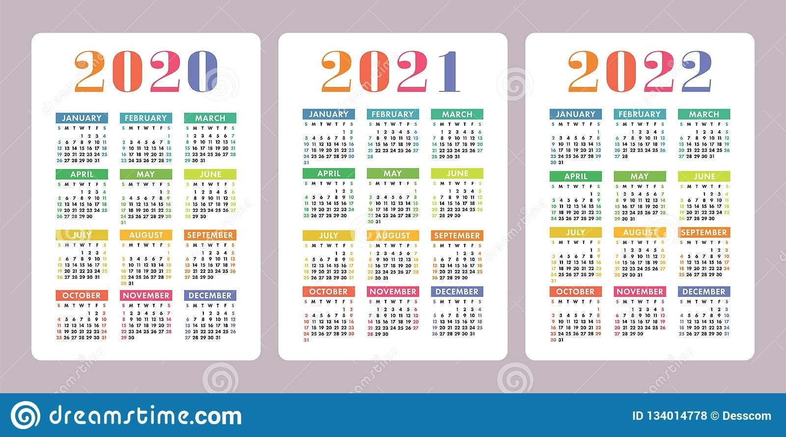 3 Year Printable Calendar 2021 2022 2023