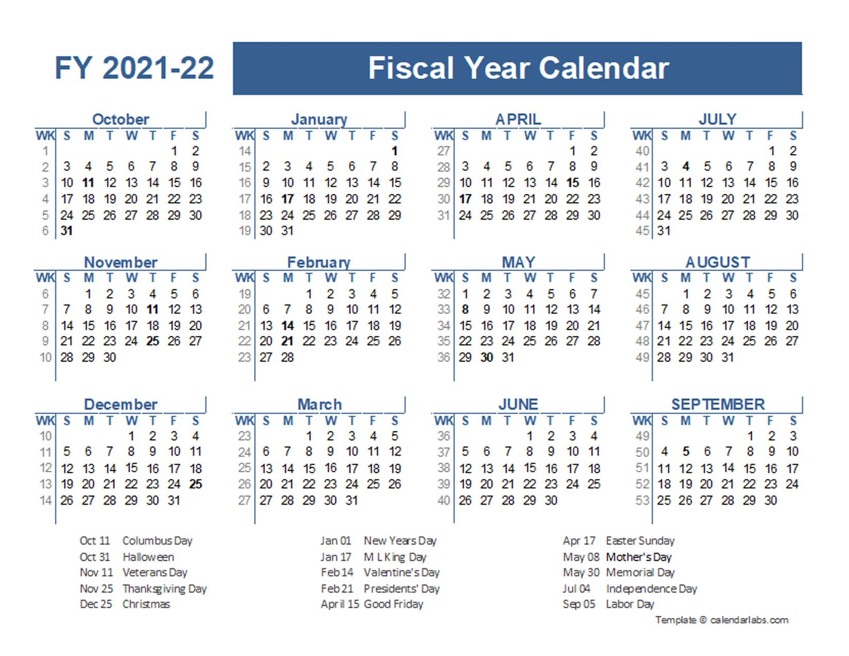 2021-2022 Fiscal Planner Us - Free Printable Templates