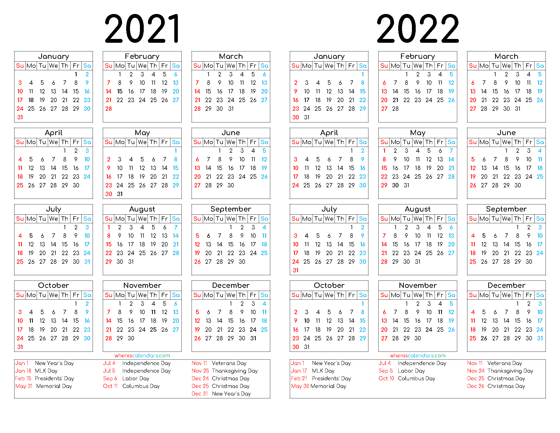 2021 And 2022 Calendar Printable (12 Templates) | Calendar