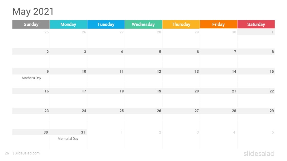 2021 Calendar Google Slides Template Designs - Slidesalad