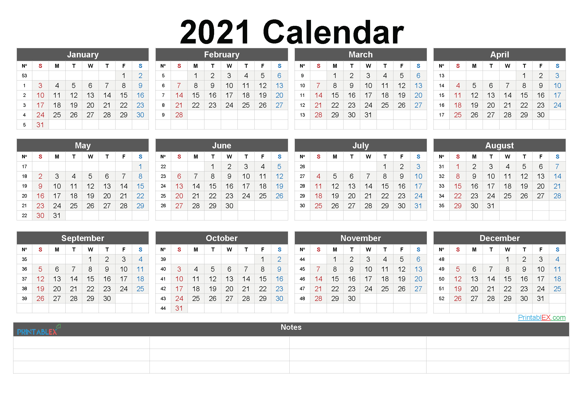 Google Calendar 2021 Printable