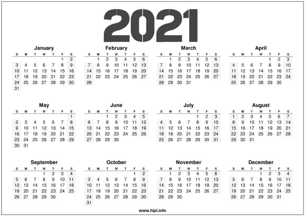 2021 Calendar Printable Free - Free Download - Hipi