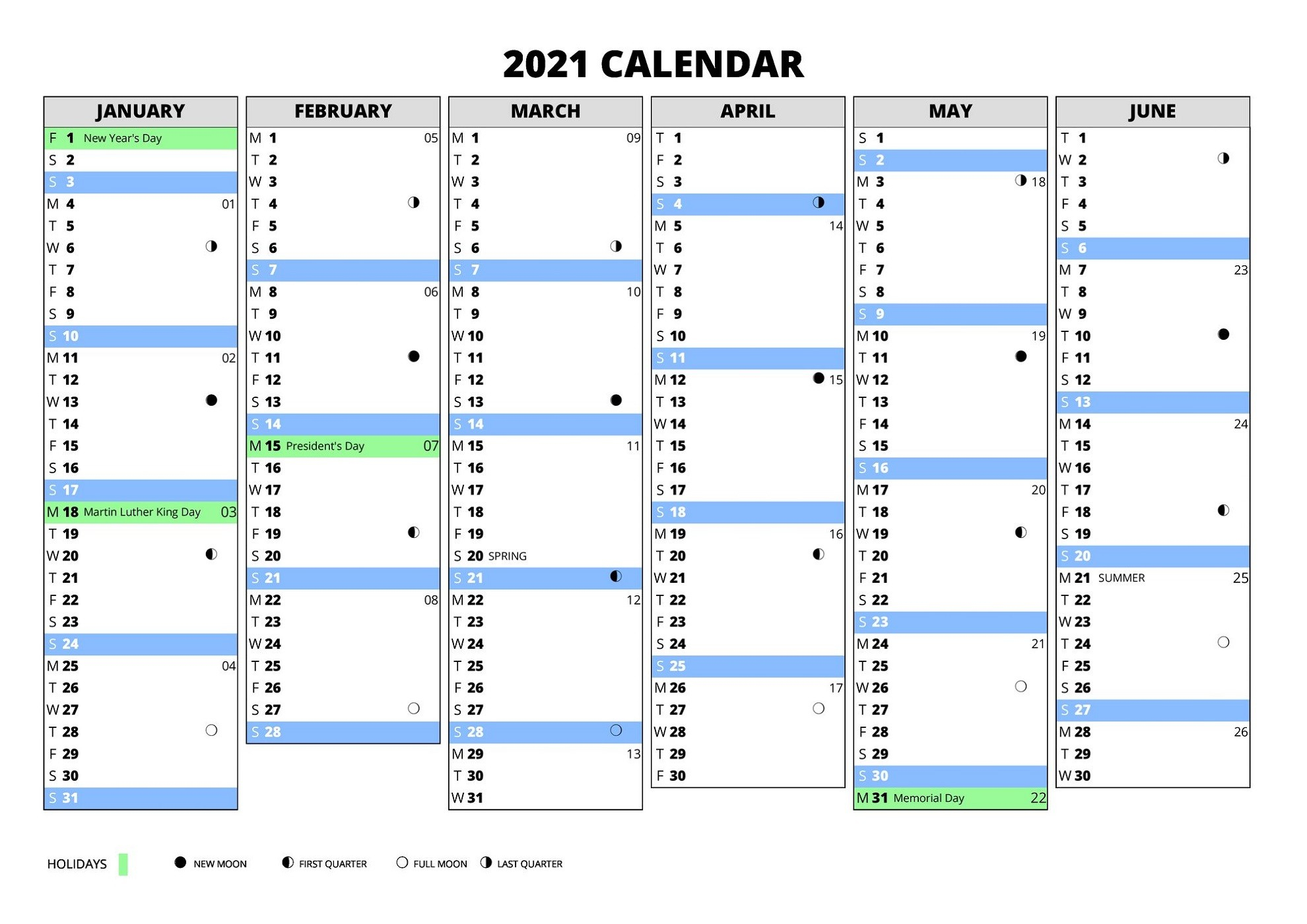 2021 Calendar With Week Numbers Excel Full | Free