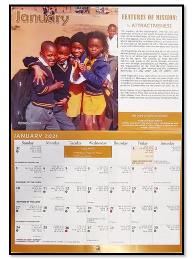 2021 Liturgical Calendar - Missio Sacbc