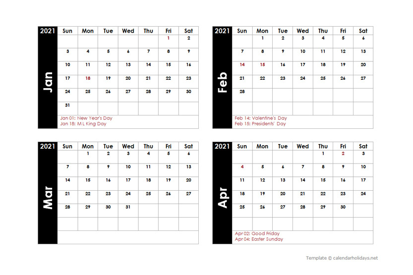 2021 Monthly Template - Calendarholidays