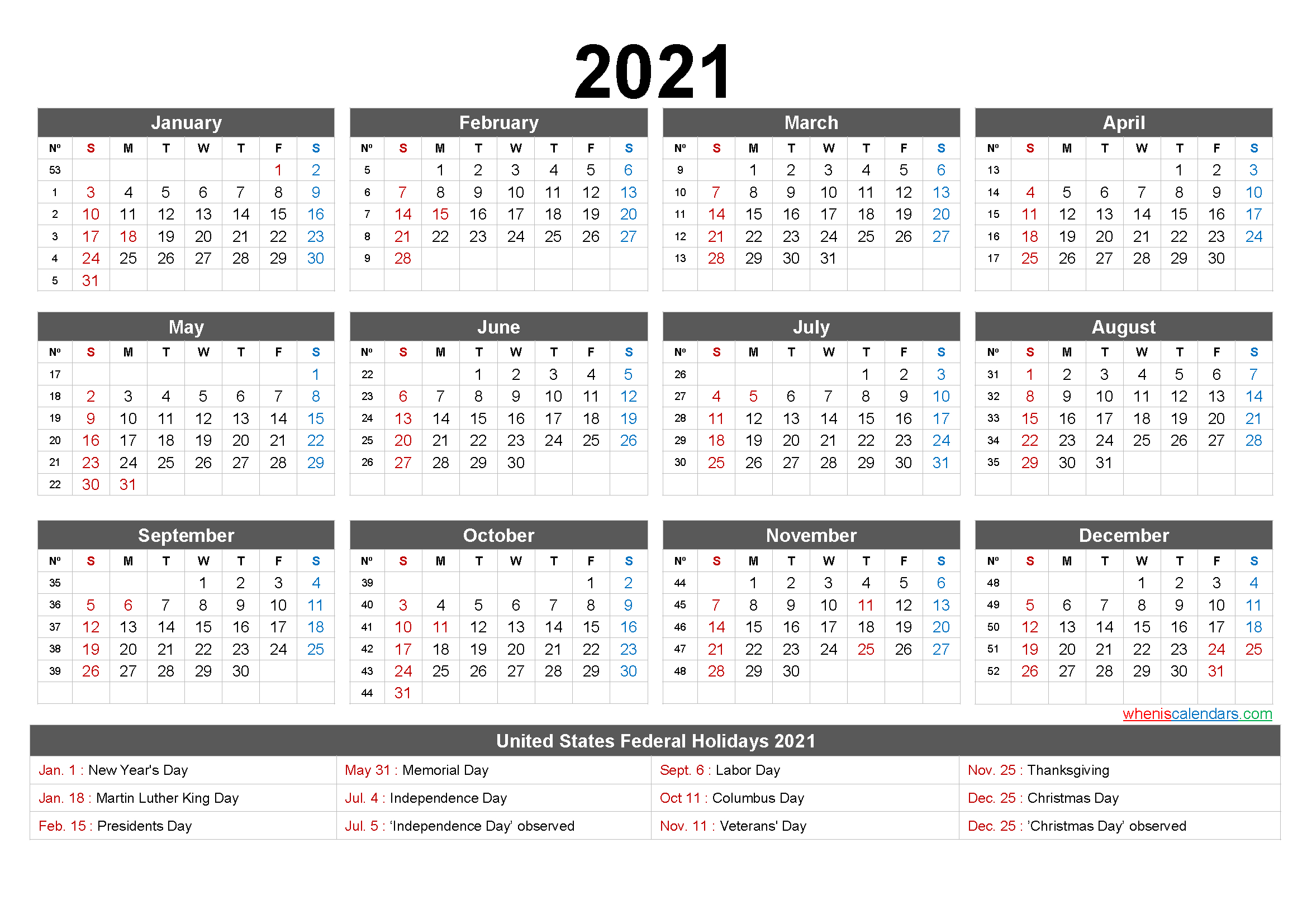 2021/2021 Financial Calendar