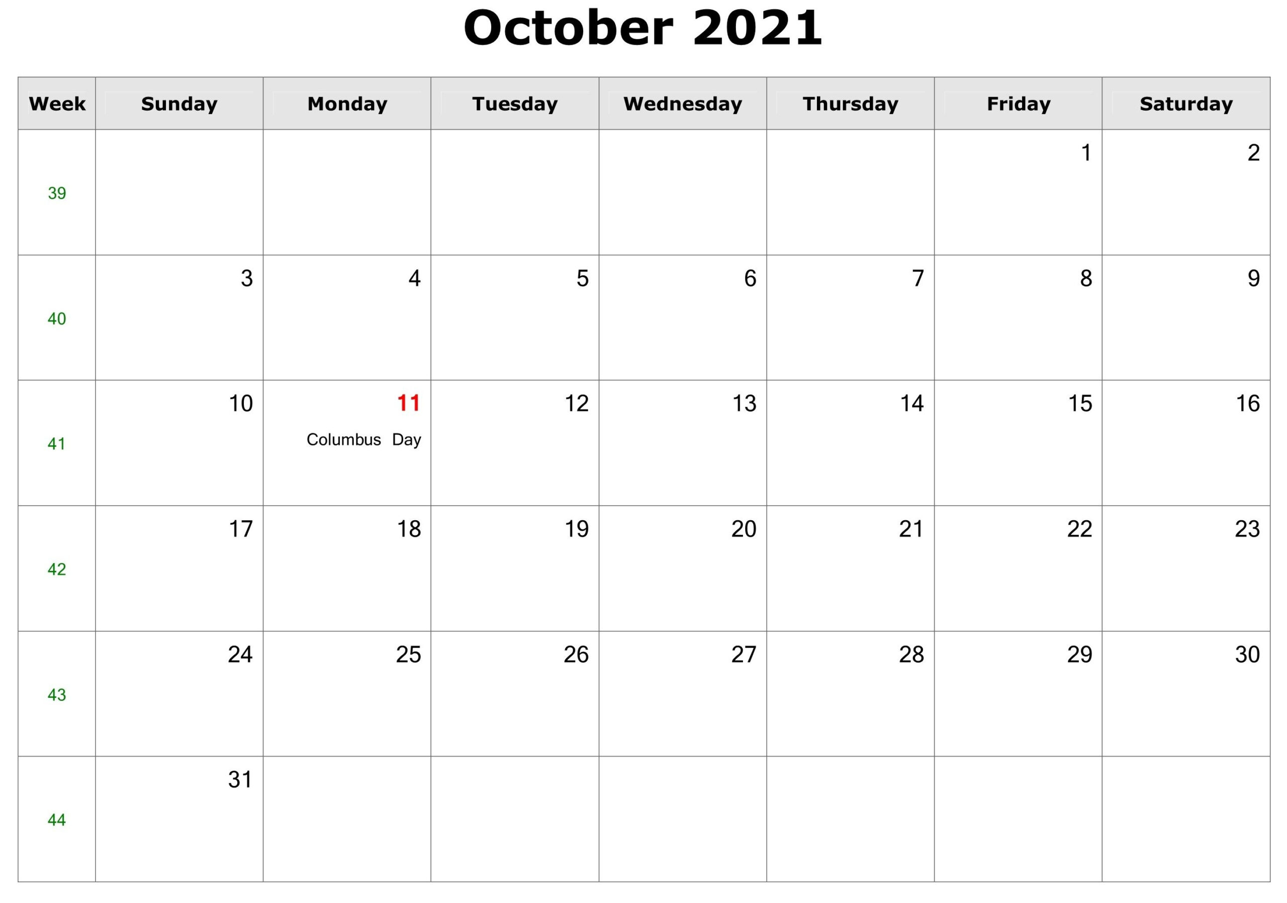 2021 Printable Calendar From October Thru December