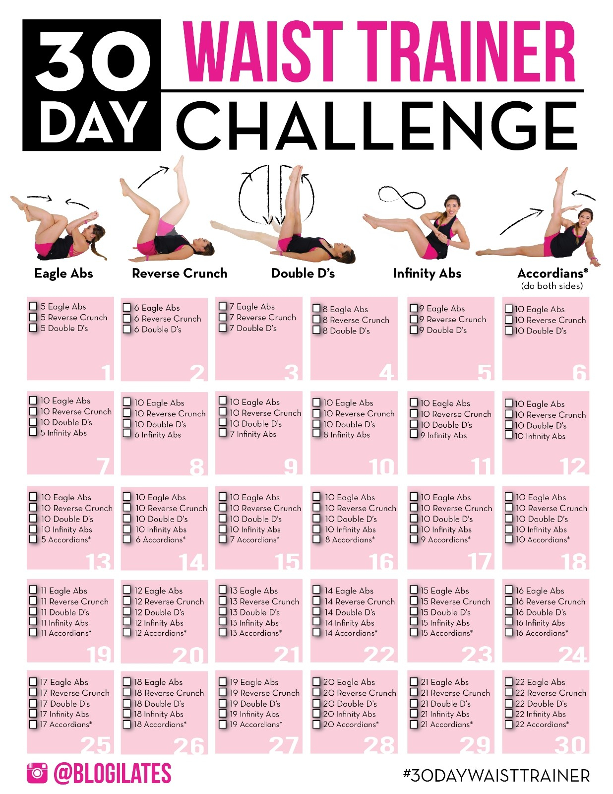 30 Day Inner Thigh Challenge | Free Printable Calendar Monthly