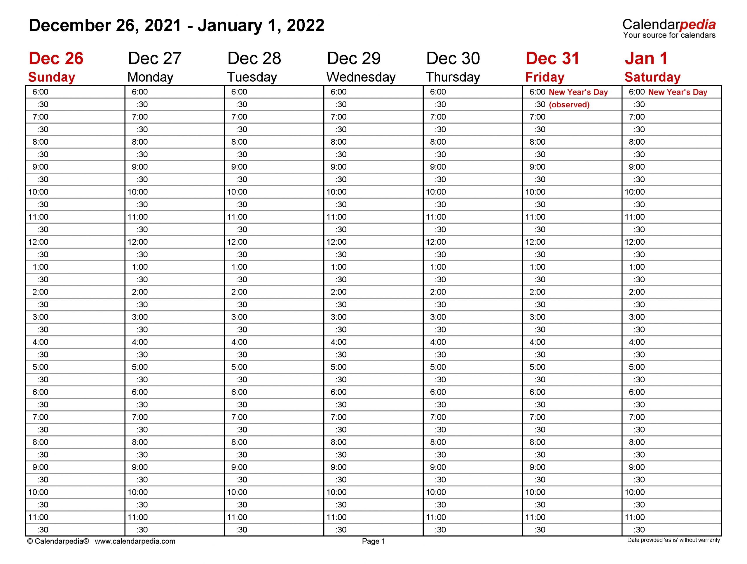 30 Minute Schedule Template Free - Example Calendar Printable