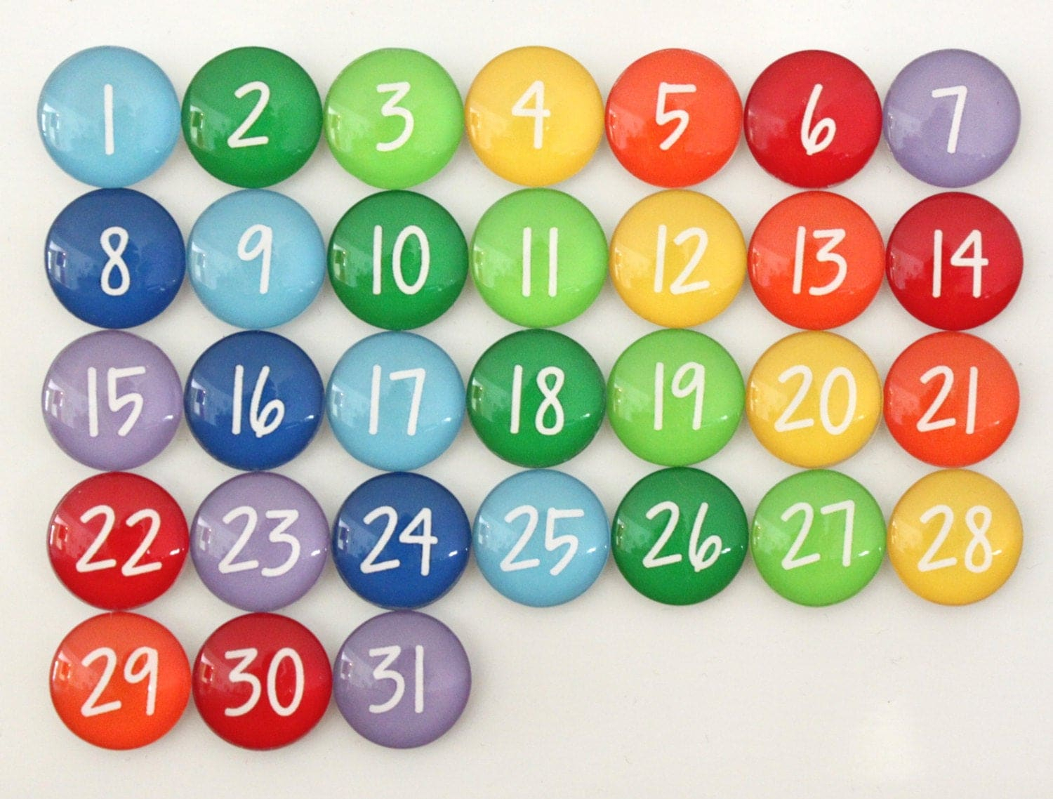 31 Gorgeous Rainbow Calendar Number Glass Magnets For Dry