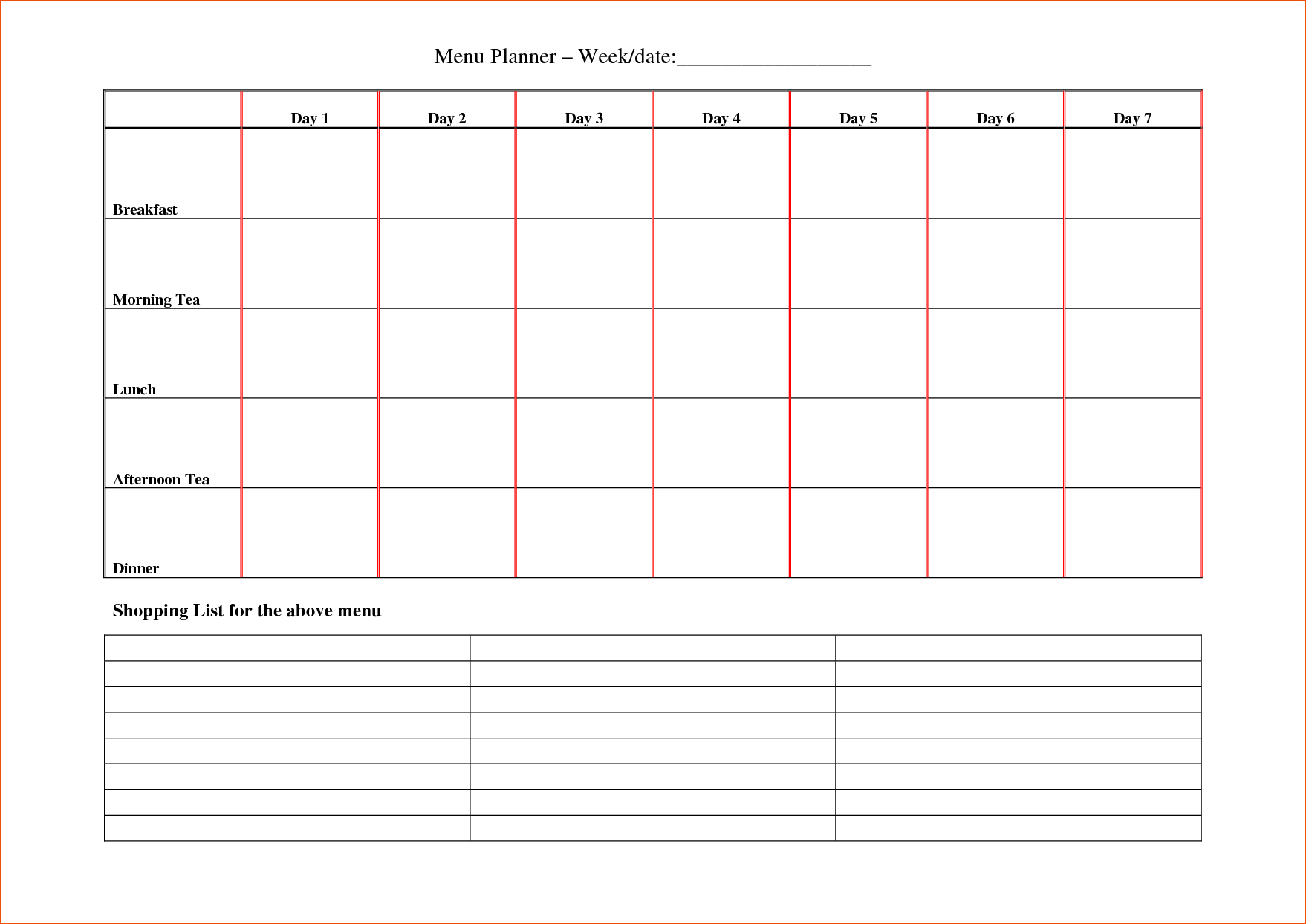 5 Day Weekly Schedule Template Printable The Seven Secrets