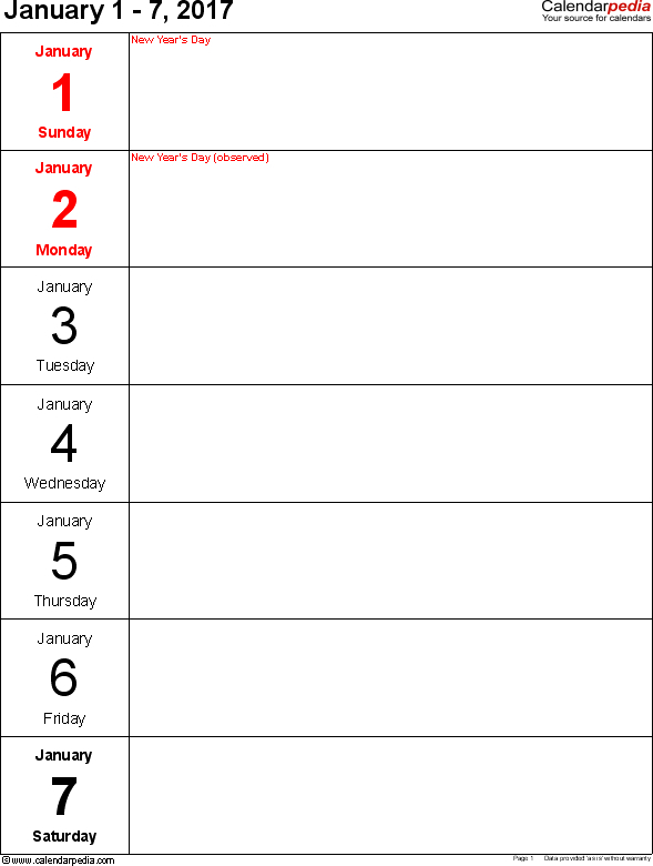 7 Day Router Blank :-Free Calendar Template