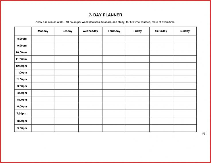 7 Day Week Schedule Template - Yatay.horizonconsulting.co