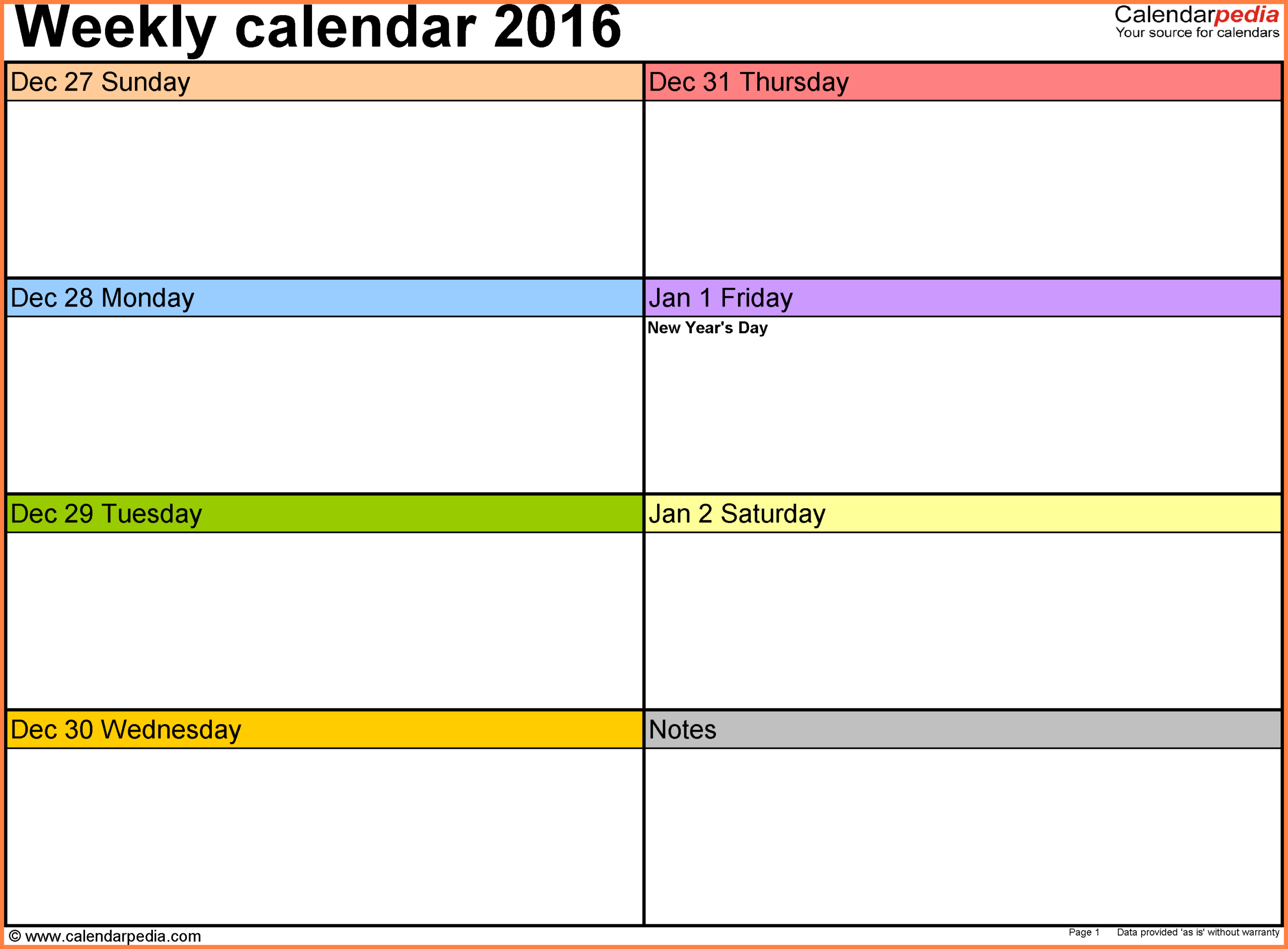 7+ Weekly Calendar Template Word - Marital Settlements