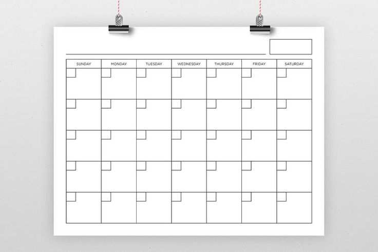 8.5 X 11 Inch Blank Calendar Page Template | Instant