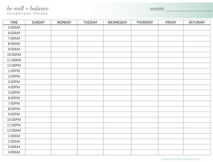 A Blank Weekly Time Log To Help You Build + Maintain A