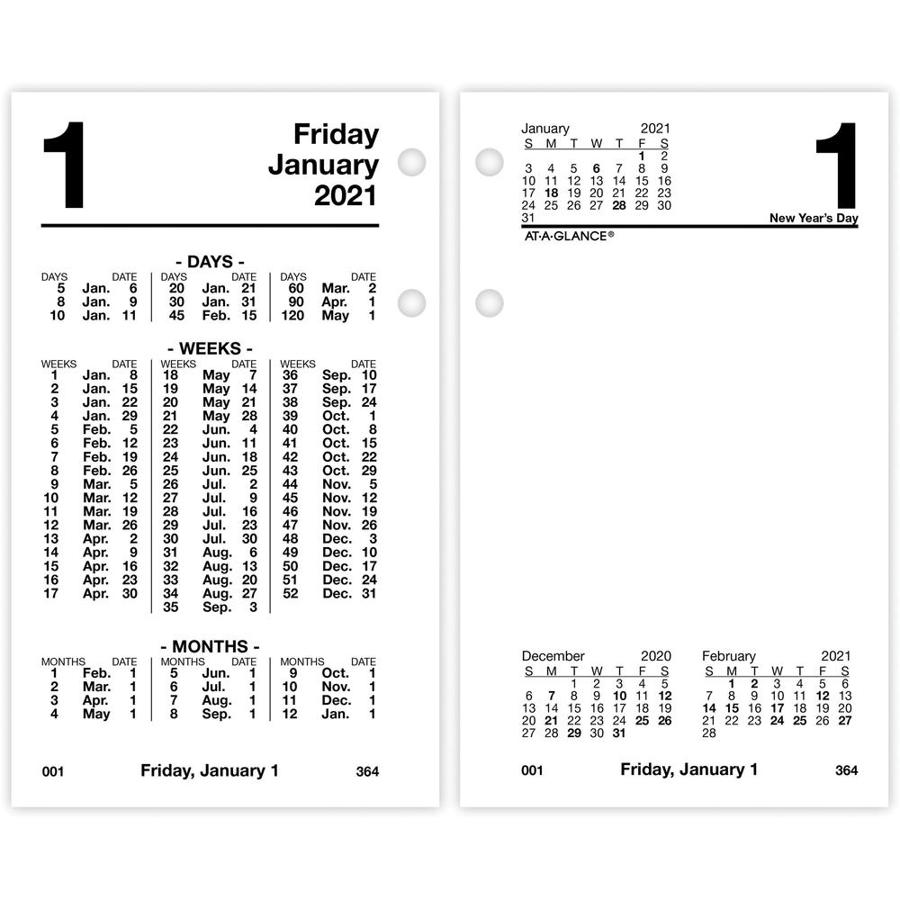 At-A-Glance Financial Daily Desk Calendar Refill - Julian Dates - Daily - 1 Year - January 2020