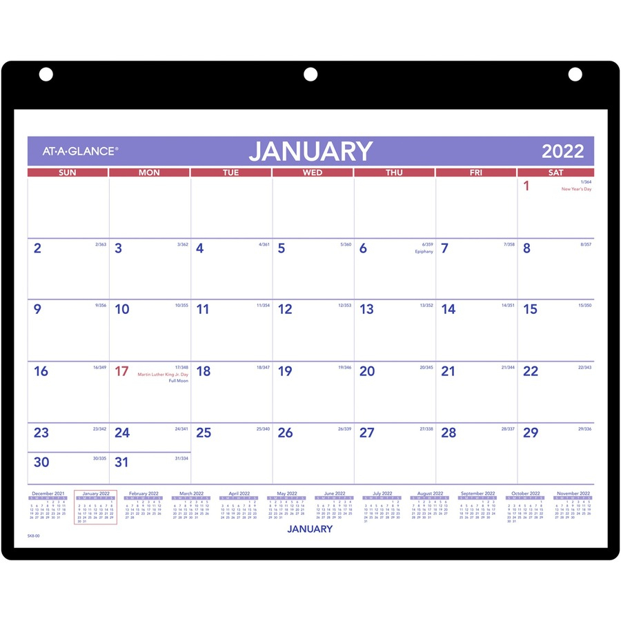 At-A-Glance Monthly Desk/Wall Calendar With Poly Holder