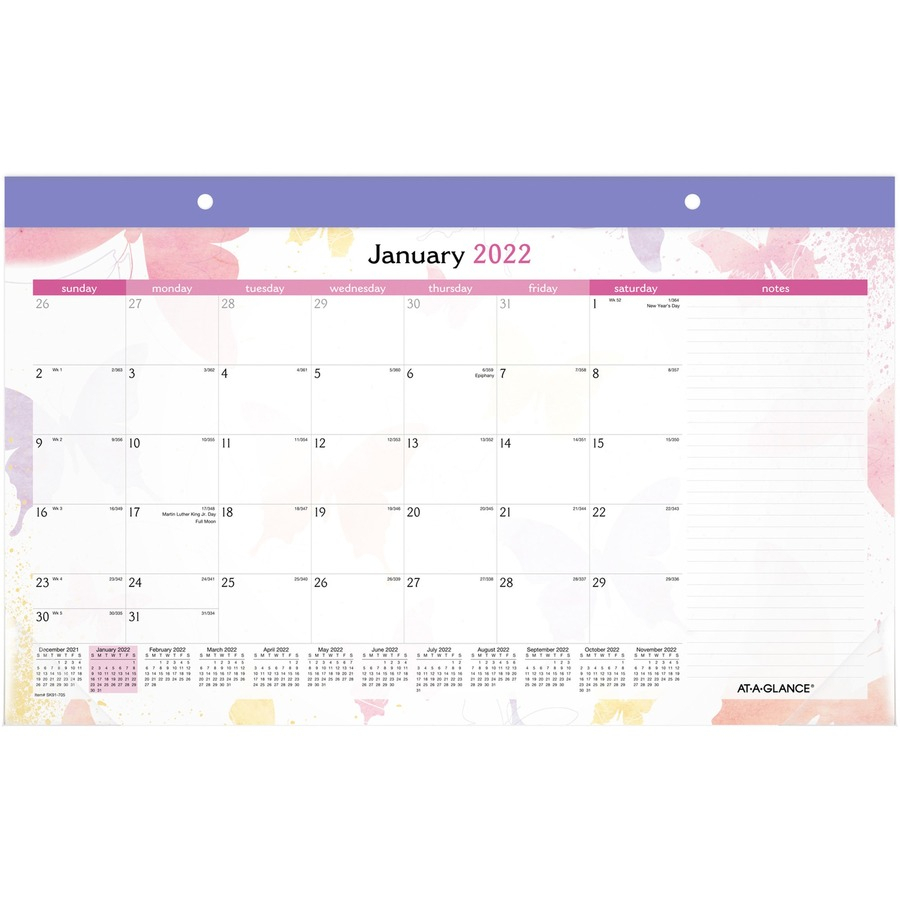 At-A-Glance Watercolors Monthly Desk Pad - Julian Dates