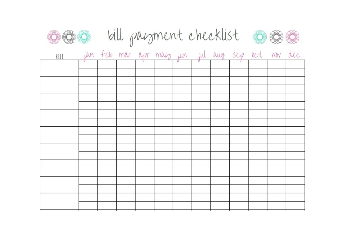 Bill Payment Calendar Template Printable - Calendar