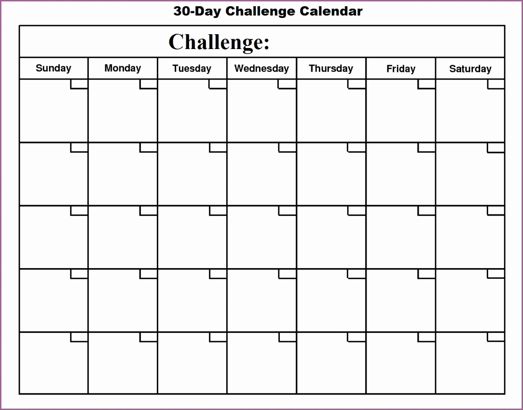 Blank 30 Day Calendar Printable - Calendar Templates