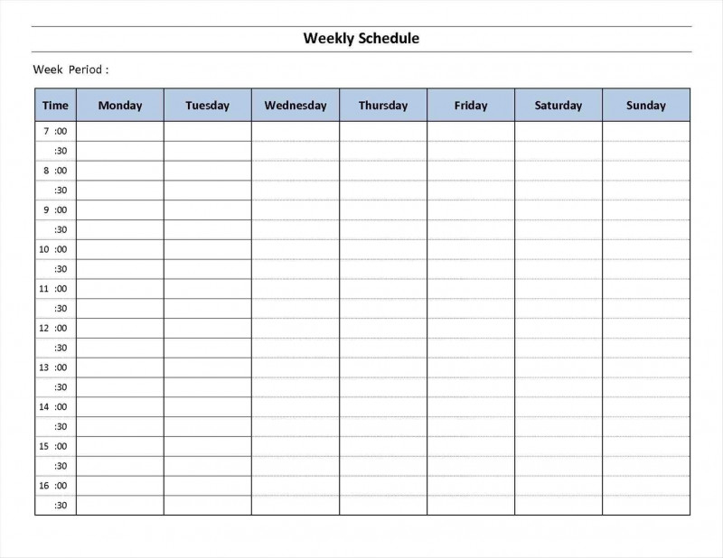 Blank 7 Day Schedule :-Free Calendar Template