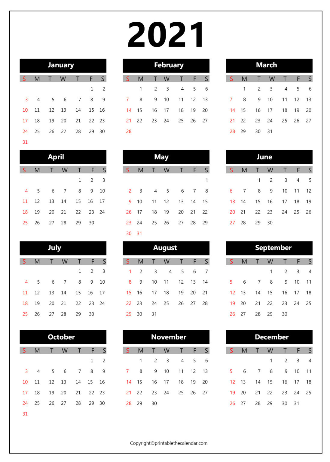 Blank Calendar 2021 Pdf | Printable The Calendar