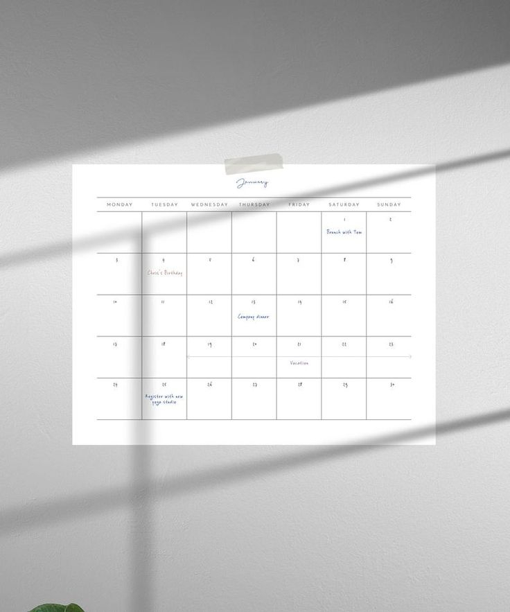 Blank Calendar Printable, Large Undated Calendar