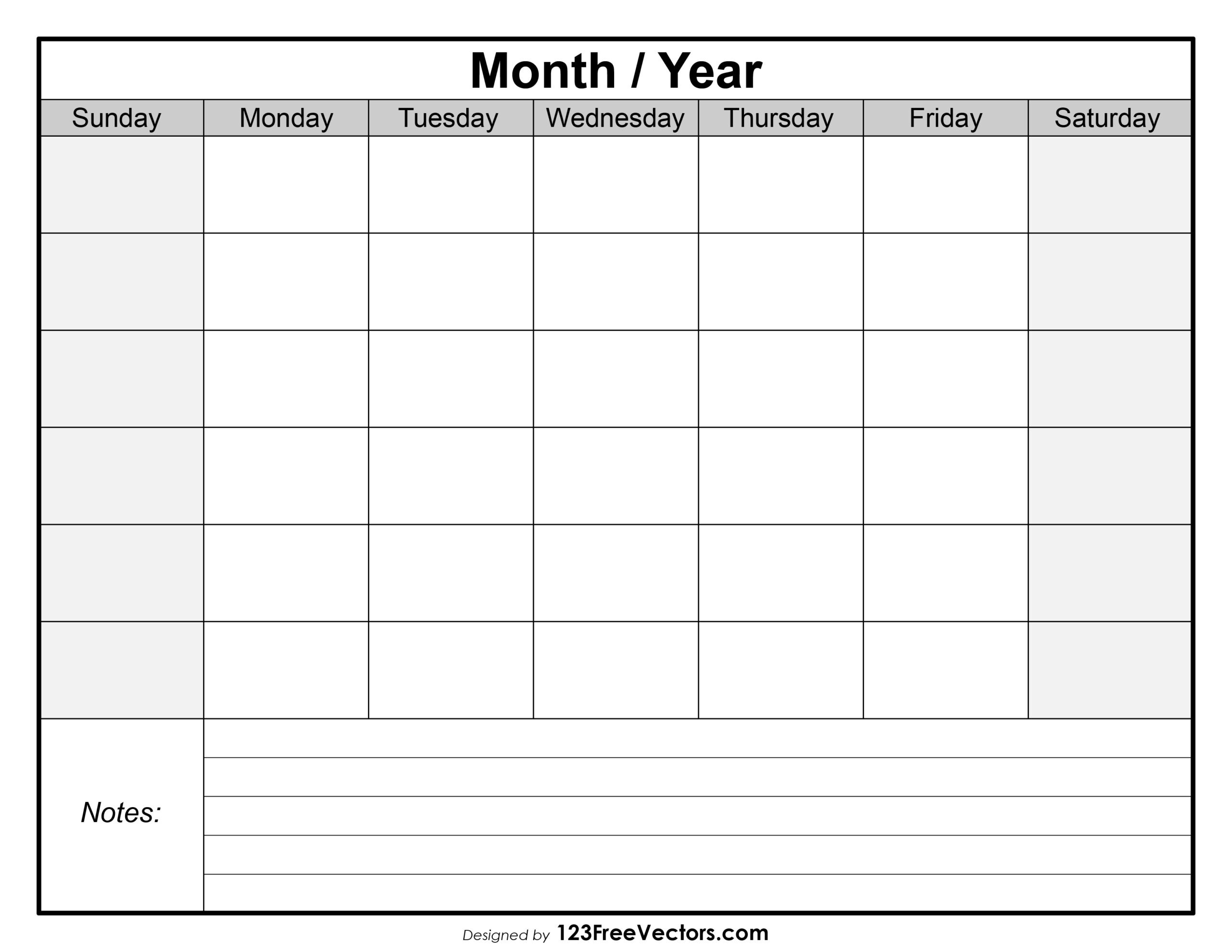 Free Monthly Calendar Printable And Editable