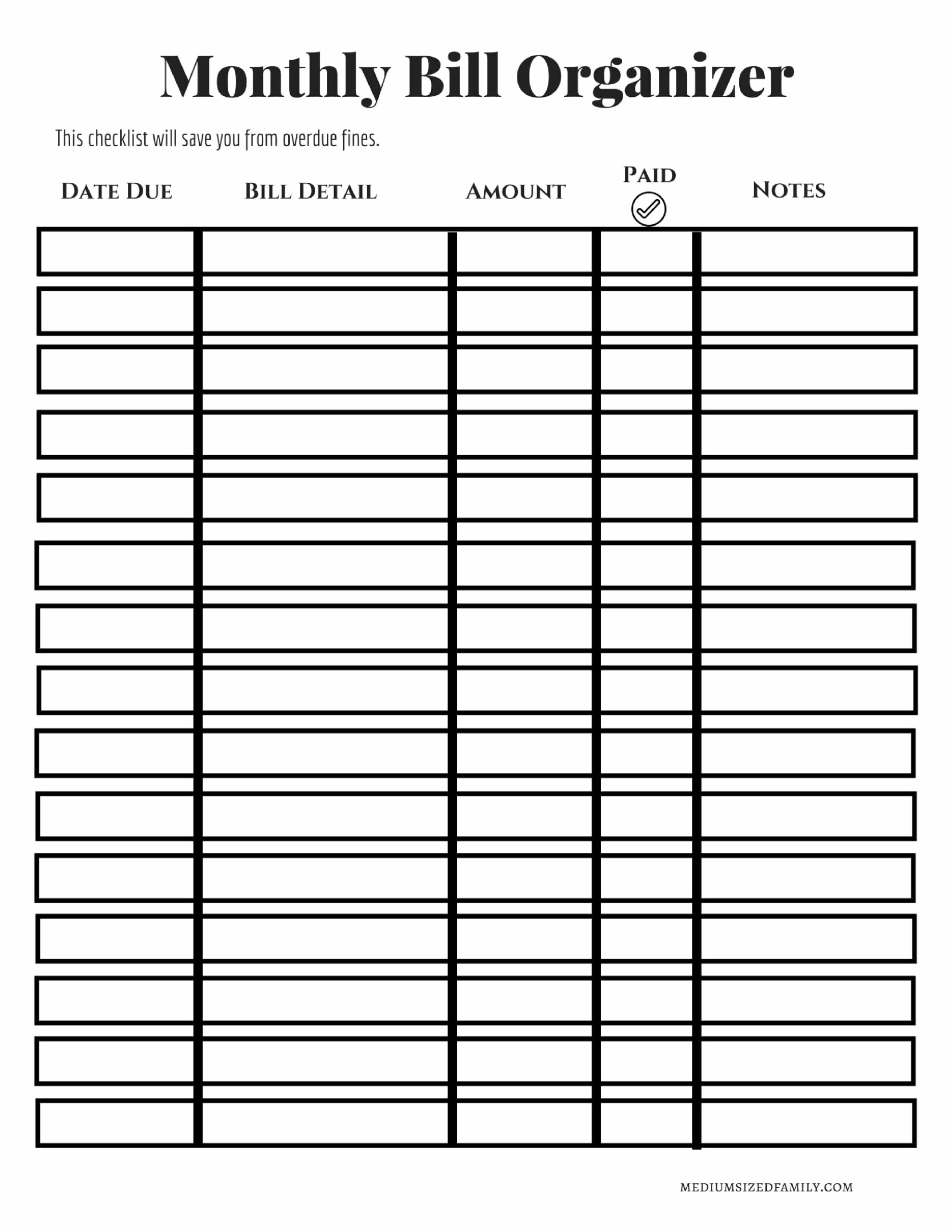 Blank Printable Monthly Bill Pay Worksheet | Calendar