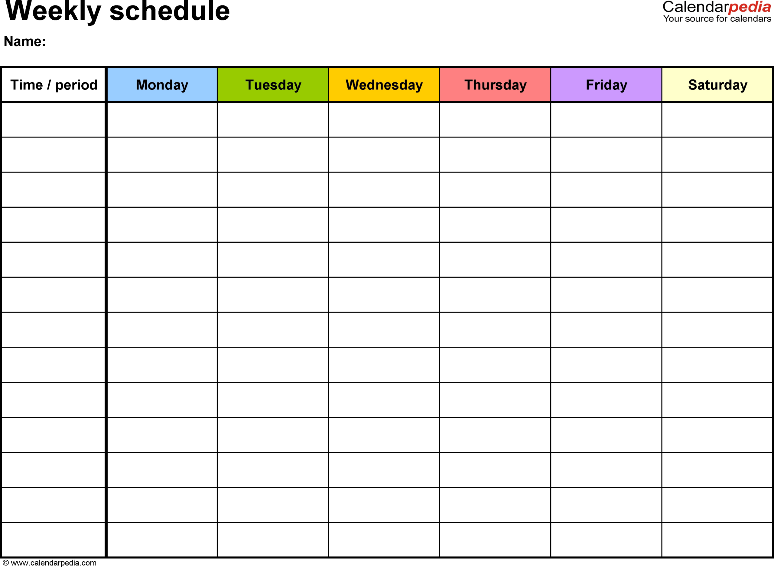 Blank Time Slot Week Schedules | Calendar Template Printable