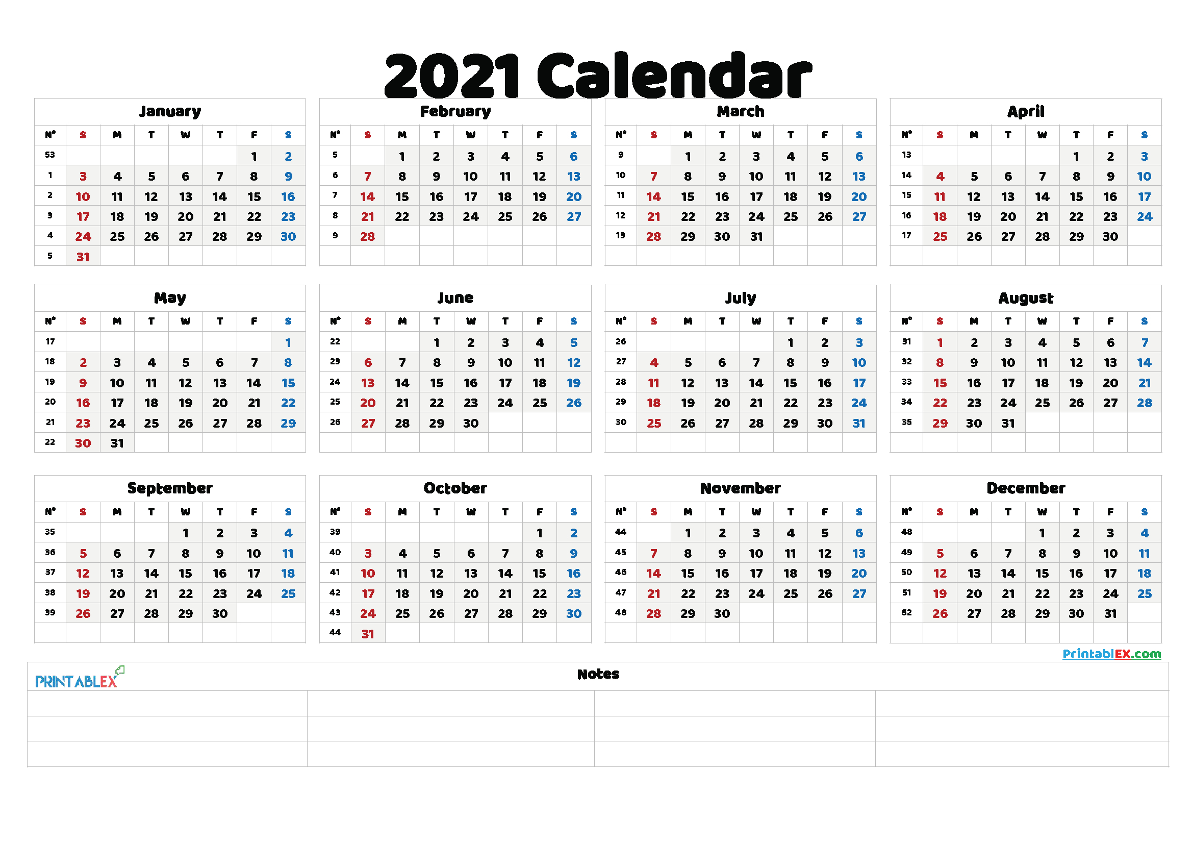 Calendar 2021Week | Calendar Printables Free Templates