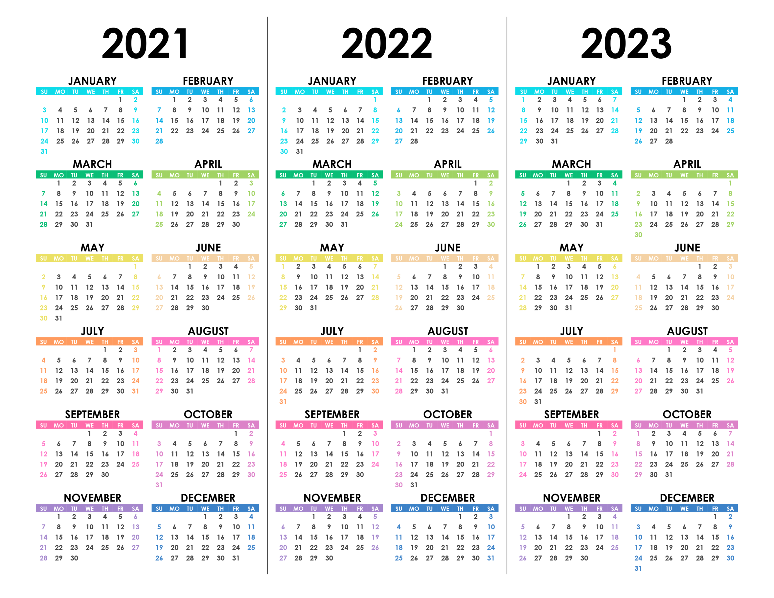 Calendar For 2021, 2022, 2023 - Free-Calendar.su