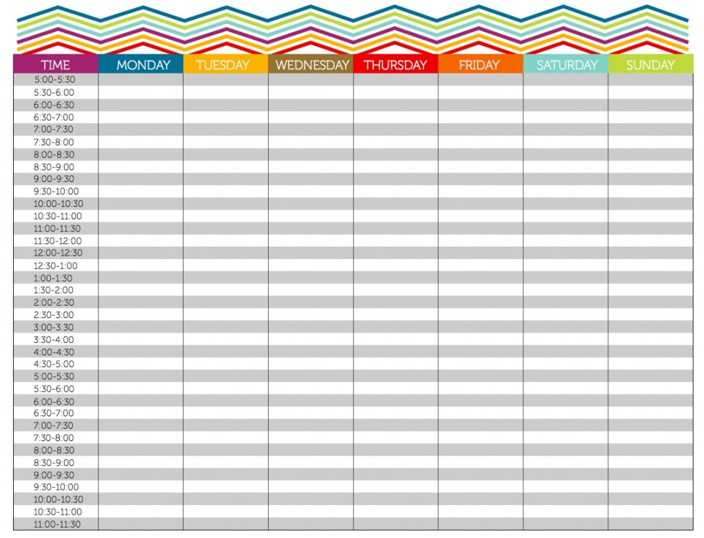 Calendar Template 15 Min Weekly | Free Printable Calendar