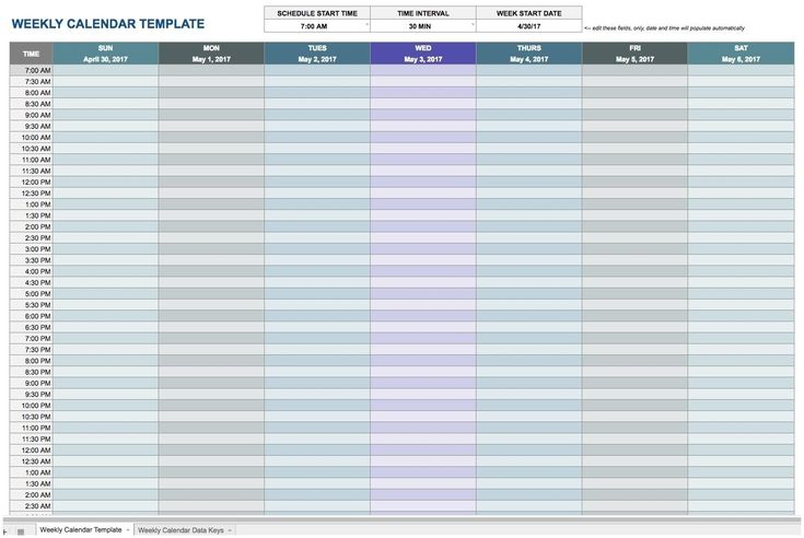 Calendar Template 15 Minute Increments | Daily Calendar