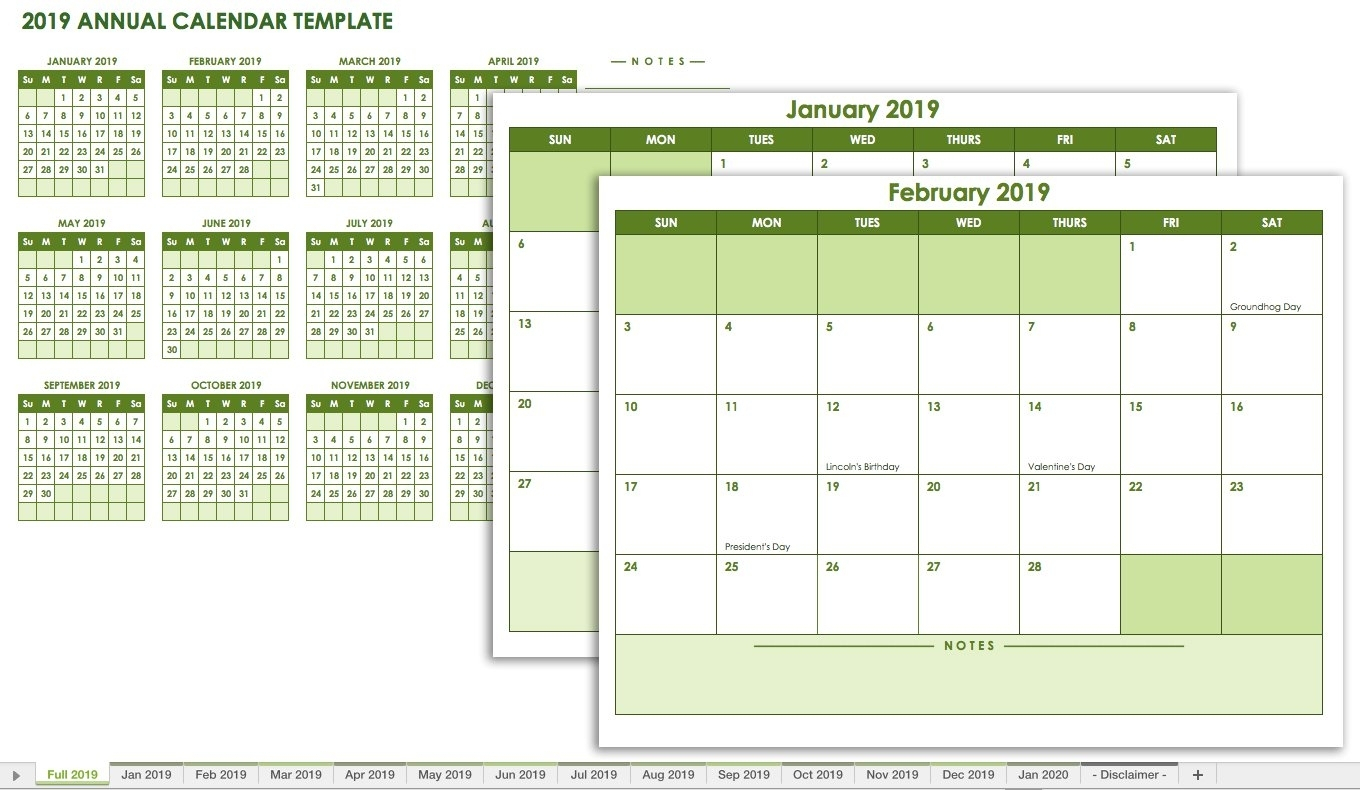 Calendar With Large Space For Notes In Excel - Calendar