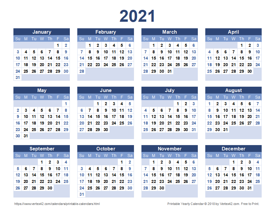Calendars 2021 | Download Free Printable Calendars
