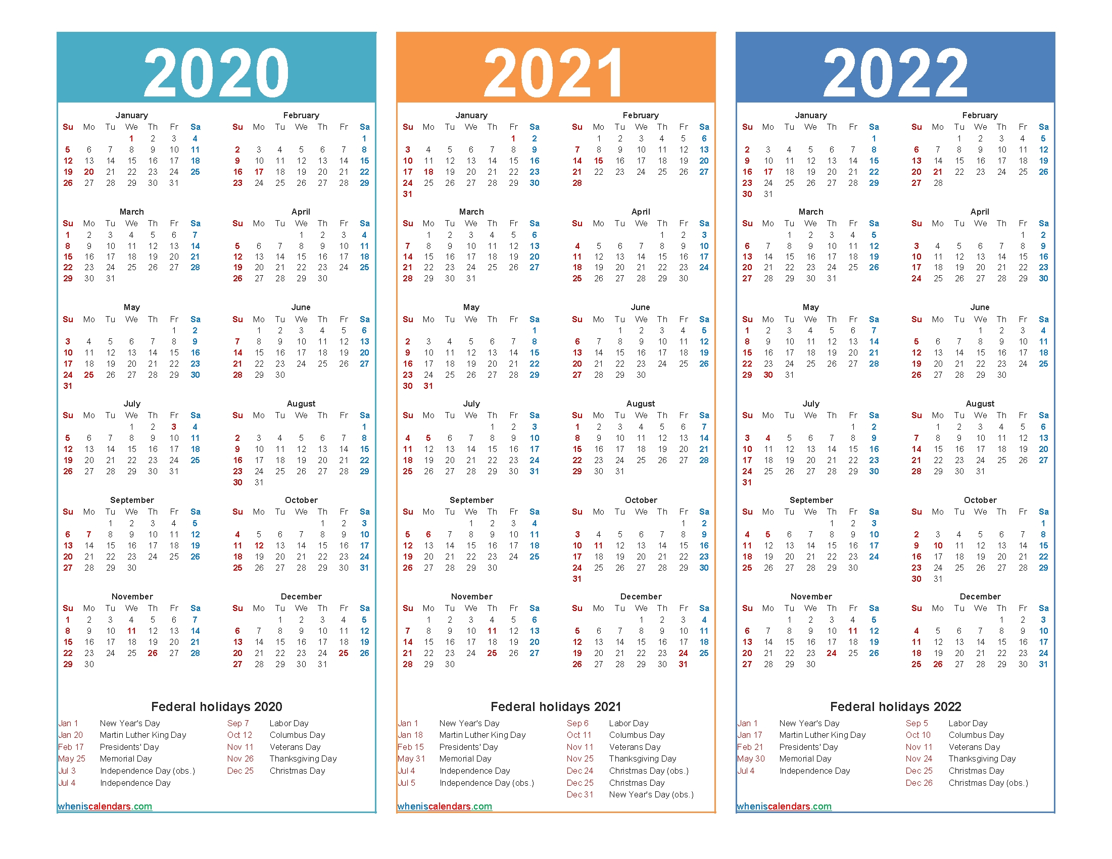 Calendars In 2020 2021 And 2022 - Calendar Inspiration Design