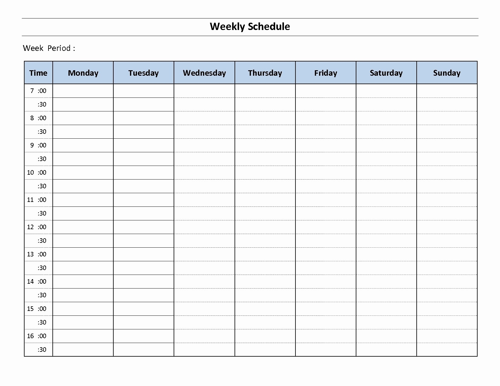 Daily Calendar With Time Slots Template | Printable