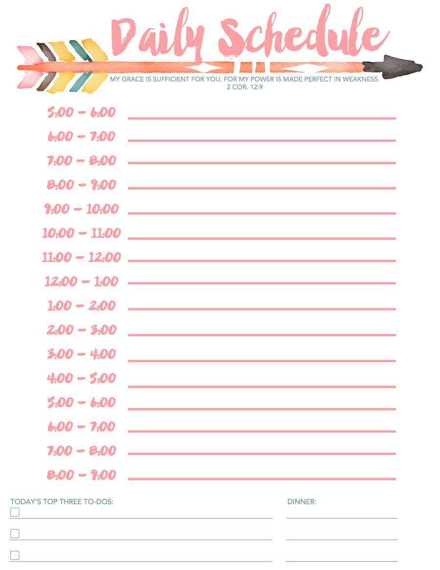 Daily Schedule Free Printable | Daily Schedule Template
