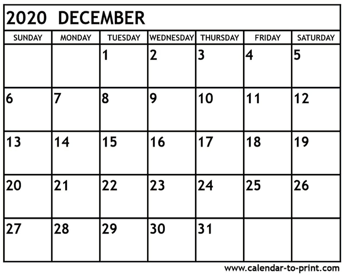 Dec 2020 Blank Calendars To Print Without Downloading