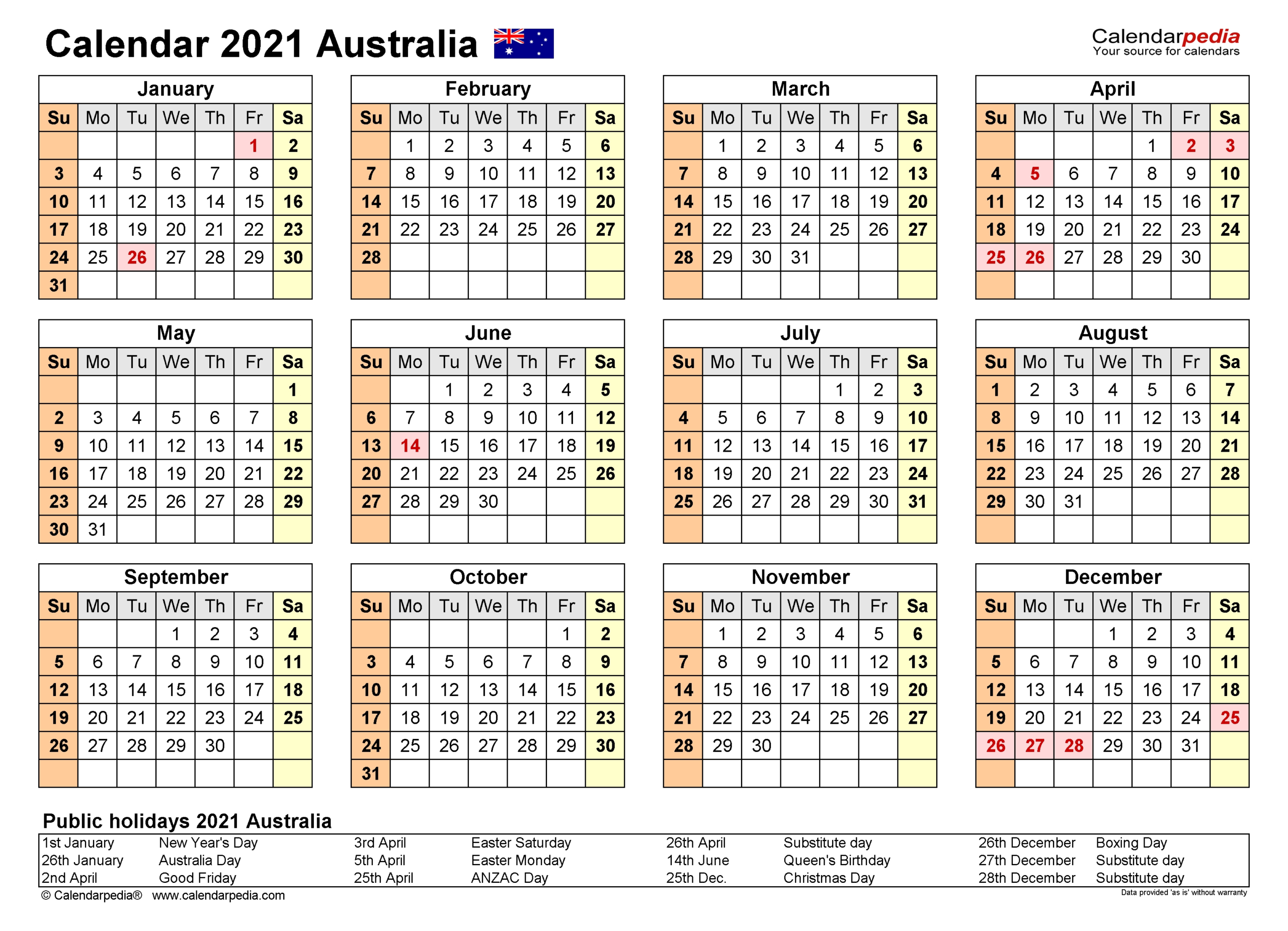 Financial Weekly Calendar