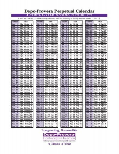 Depo Provera Calendar Printable :-Free Calendar Template