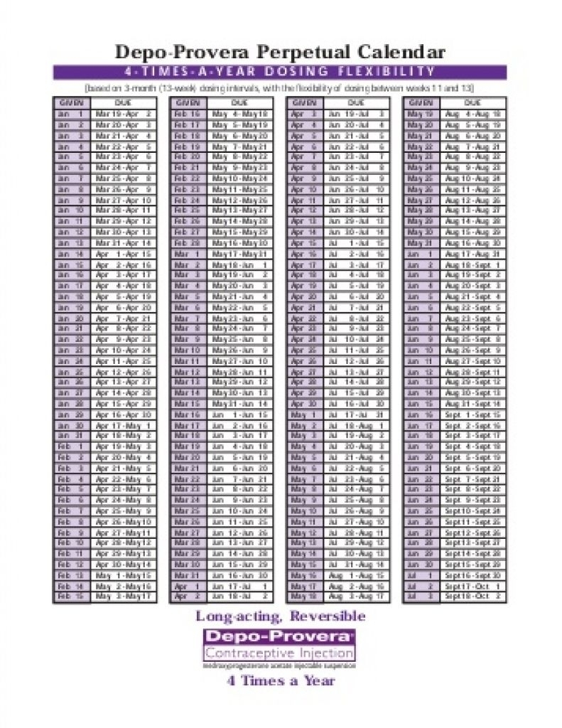Depo Provera Calendar Schedule | Printable Calendar